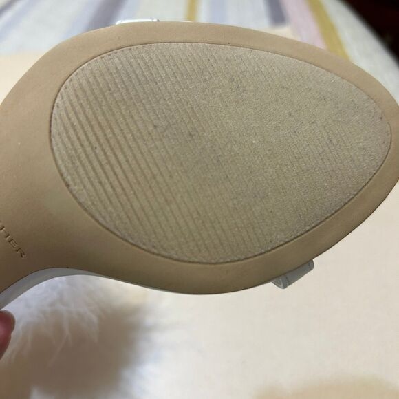 Marc Fisher Genivy Feather Cuff Sandals 7.5M Open Toe Stiletto Heels Zip Sexy - Picture 8 of 10